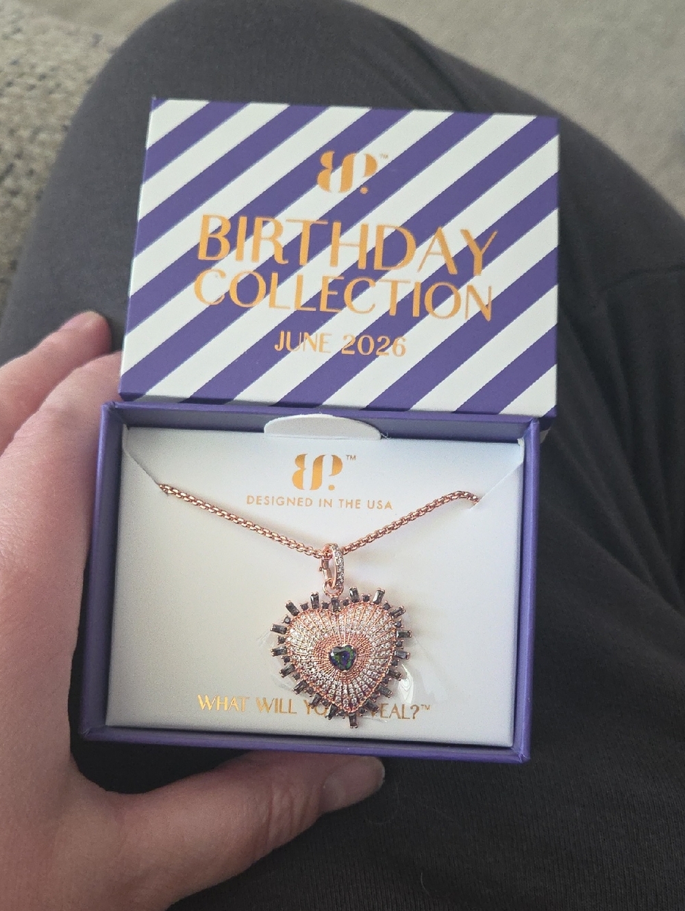 Rose Gold Heart Pendant Necklace with Dark Center By Bomb Party